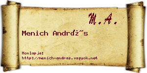 Menich András névjegykártya